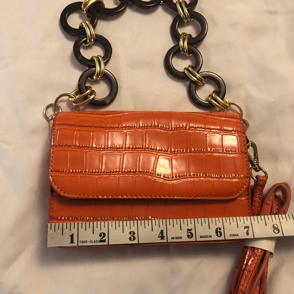 Asos faux croc crossbody  with tortoise shell ring shoulder strap - Picture 10 of 11